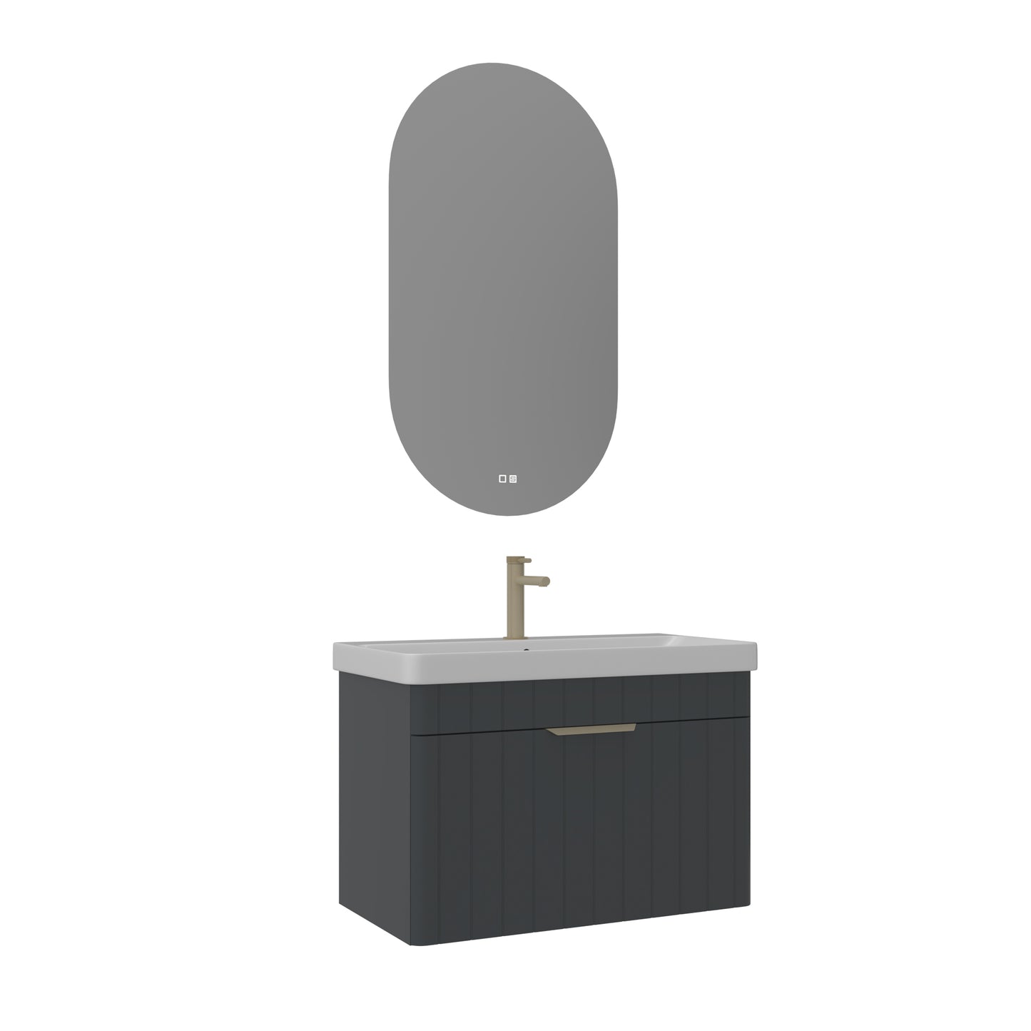 Orka Procida 80 cm Banyo Dolabı Takımı | Mat Antrasit