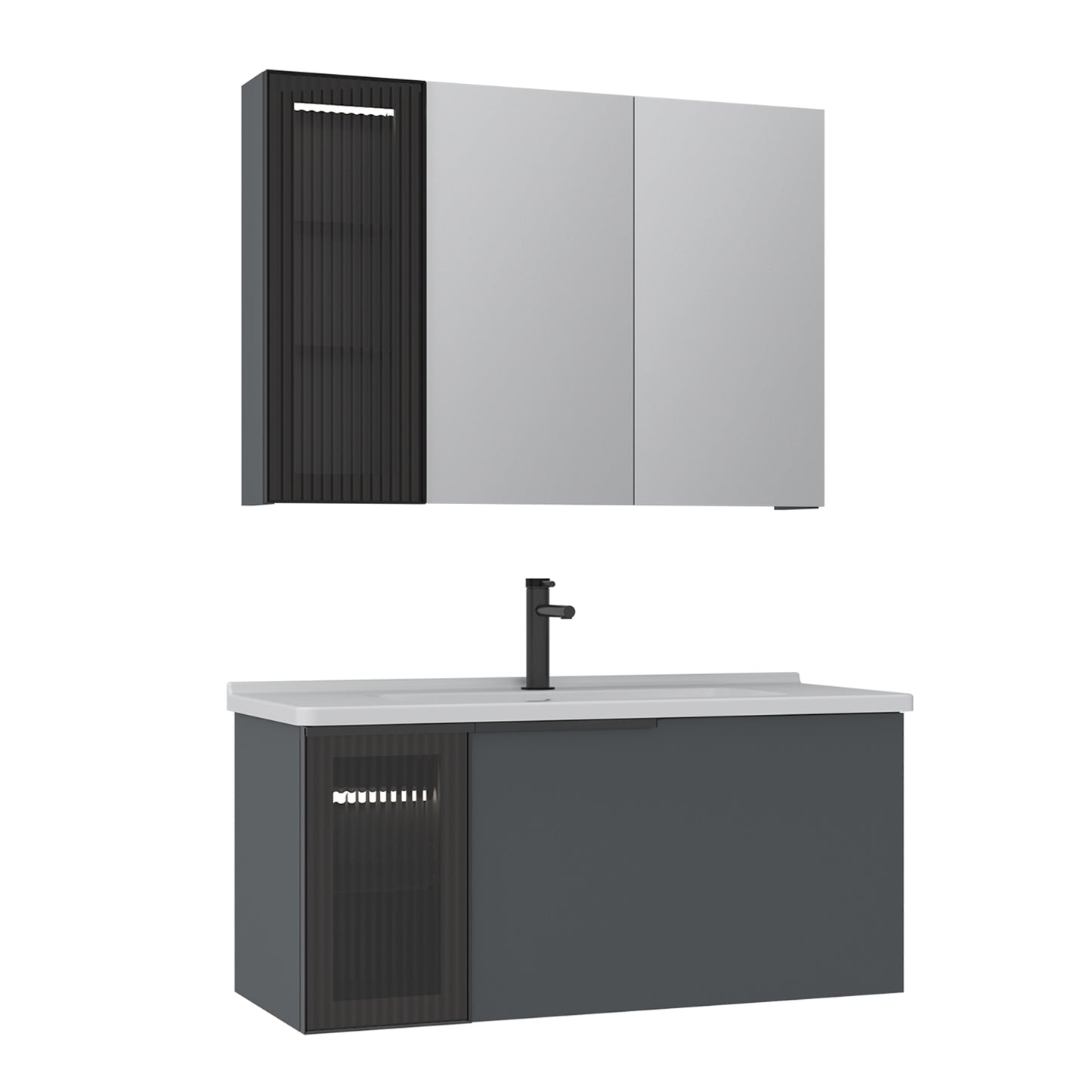 Orka Pure 100 cm Banyo Dolabı Takımı | Mat Antrasit