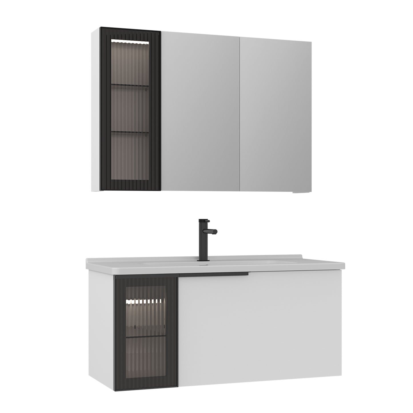 Orka Pure 100 cm Banyo Dolabı Takımı | Mat Beyaz