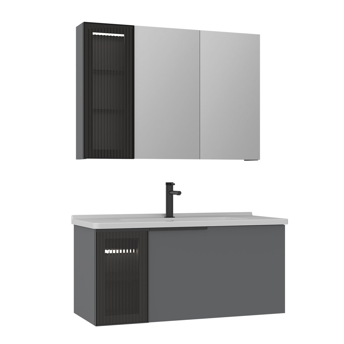 Orka Pure 100 cm Banyo Dolabı Takımı | Mat Gri