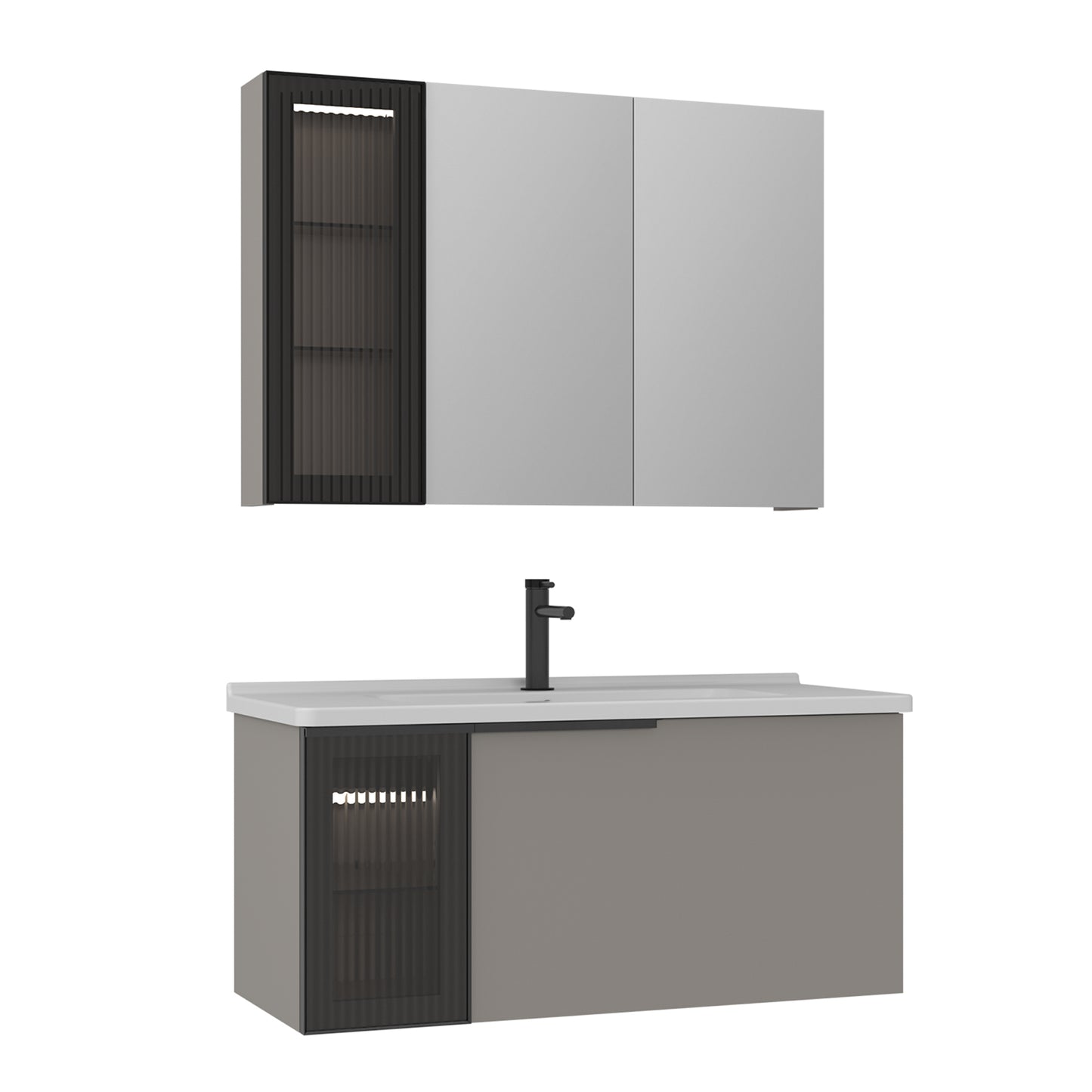 Orka Pure 100 cm Banyo Dolabı Takımı | Mat Vizon