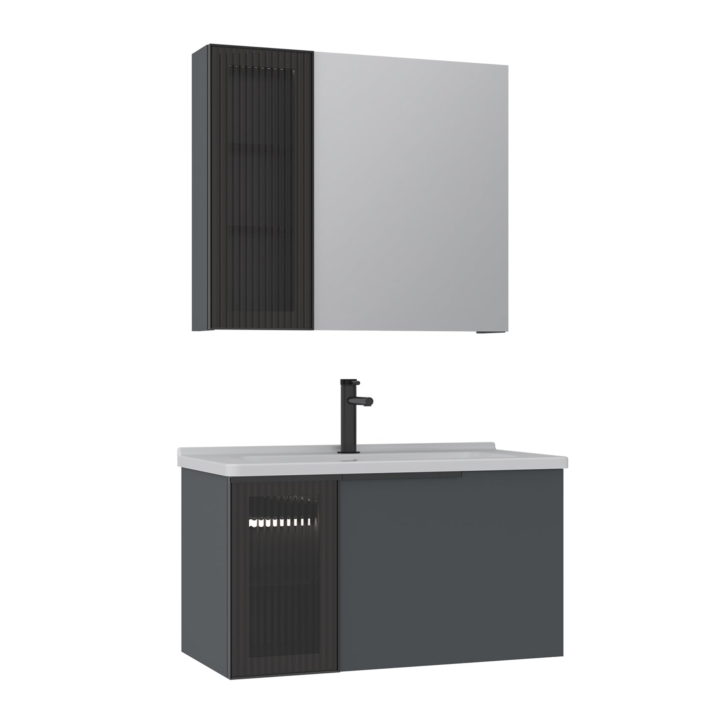 Orka Pure 80 cm Banyo Dolabı Takımı | Mat Antrasit