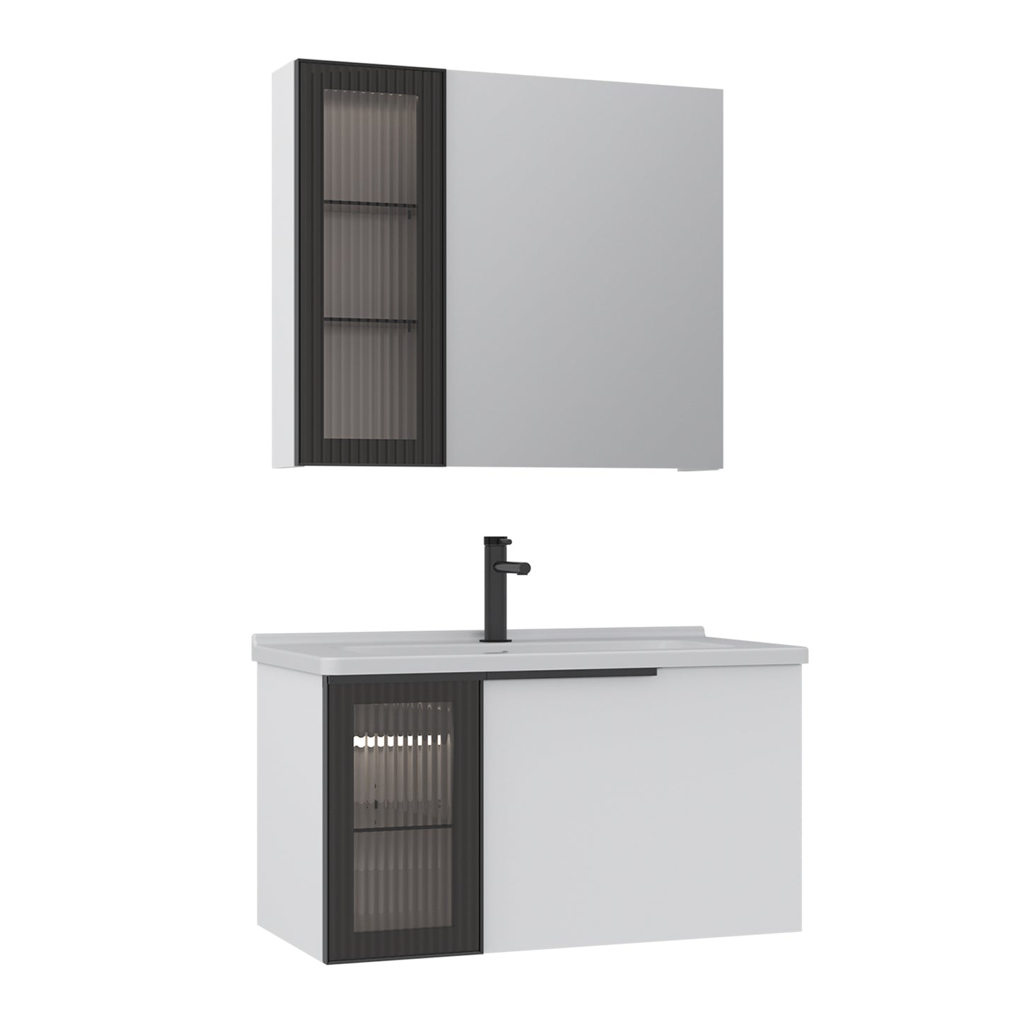 Orka Pure 80 cm Banyo Dolabı Takımı | Mat Beyaz