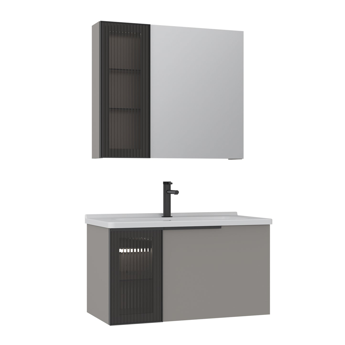 Orka Pure 80 cm Banyo Dolabı Takımı | Mat Vizon