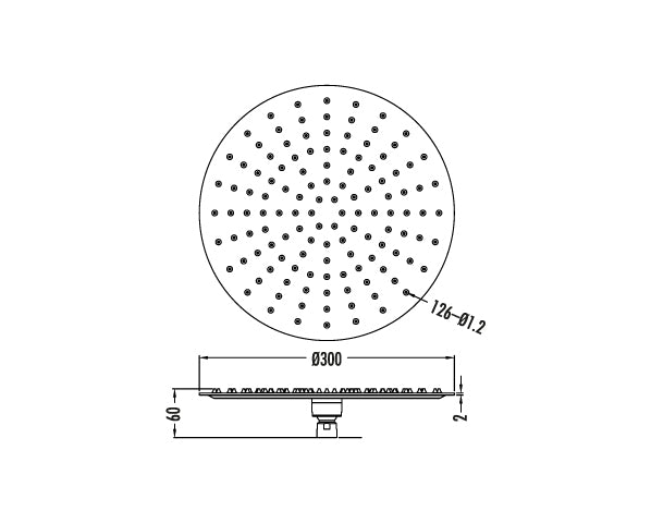 Creavit Paslanmaz Slim Tepe Duş Başlığı Yuvarlak 300mm SH3000