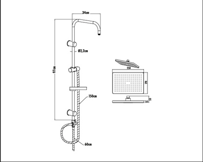 Creavit Rainfall Tepe Duş Sistemi SH630