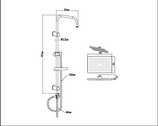 Creavit Rainfall Tepe Duş Sistemi SH630