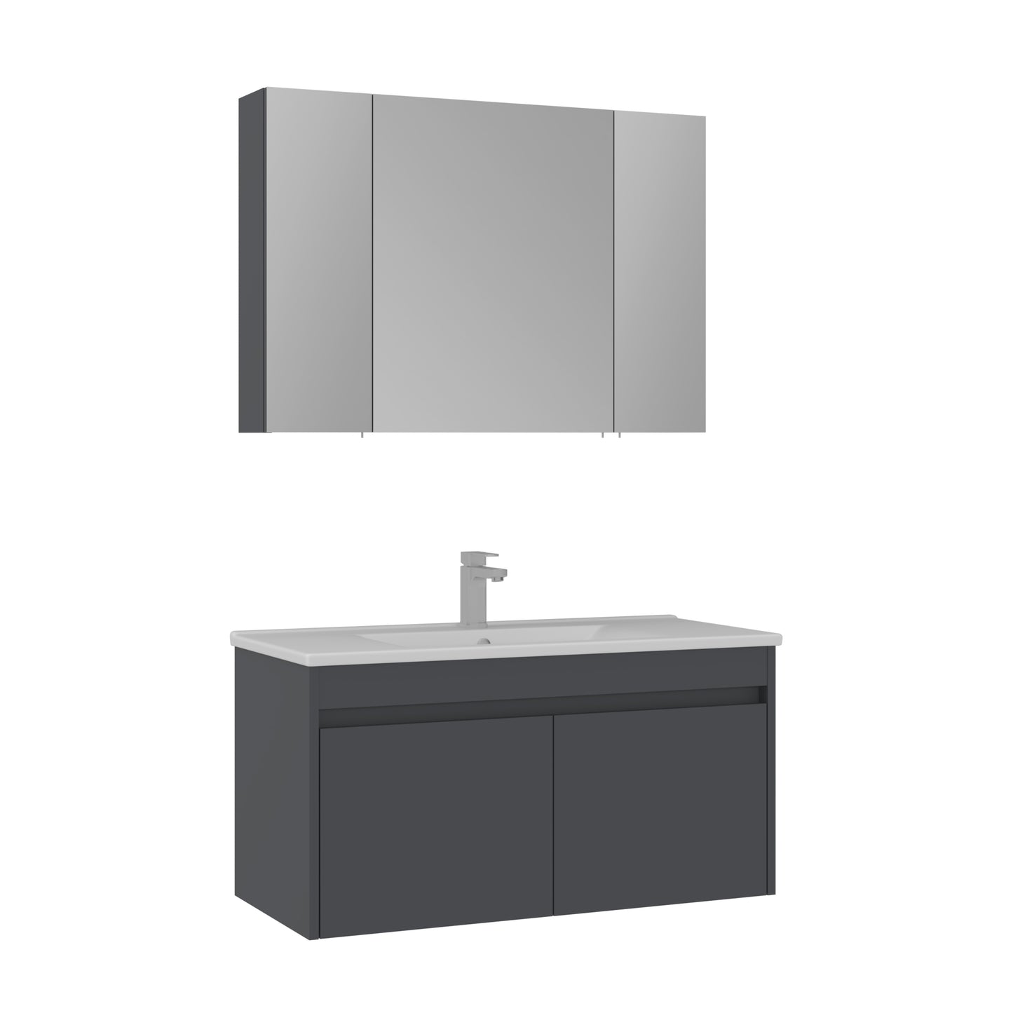 Orka Side 100 cm Kapaklı Banyo Dolabı Takımı | Mat Antrasit