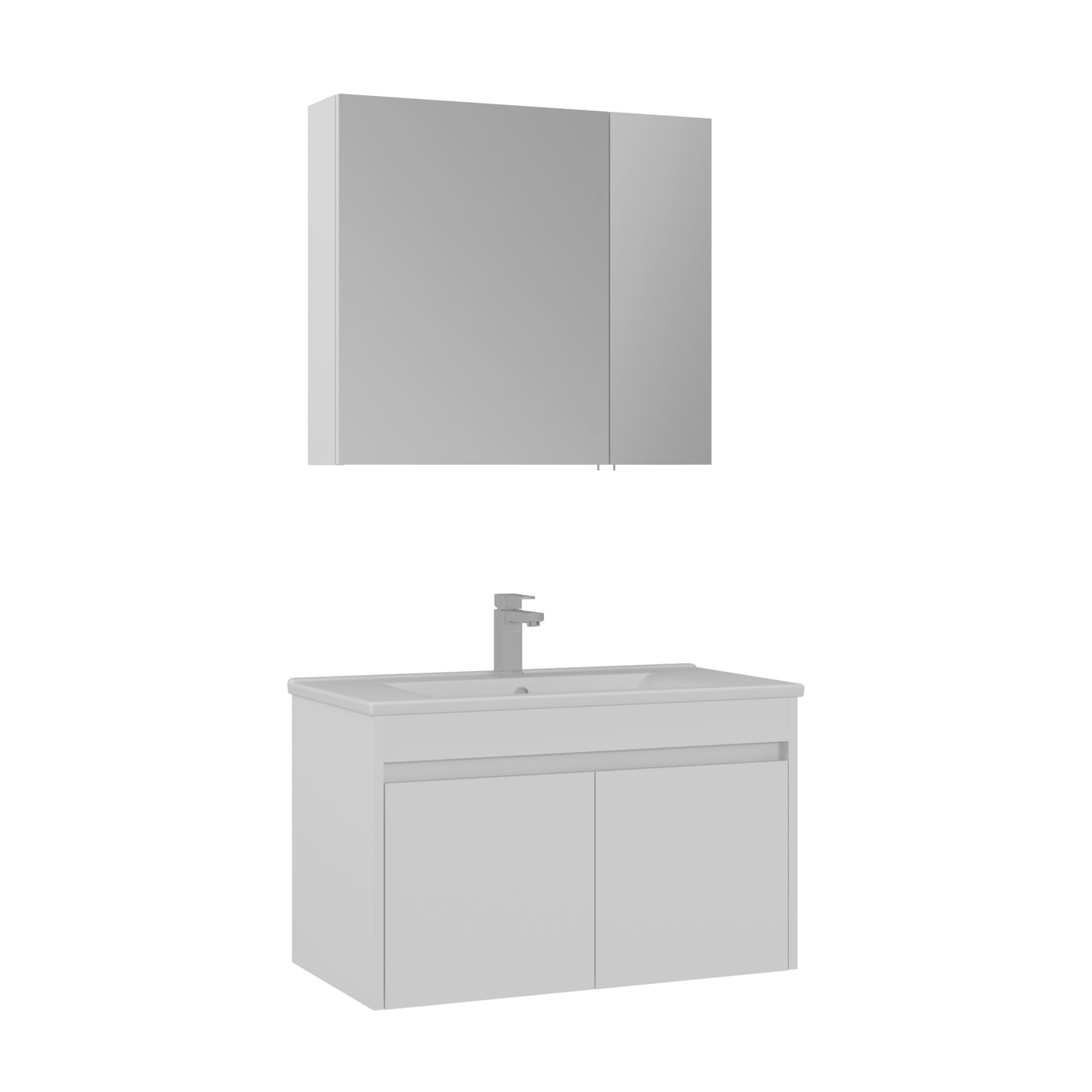 Orka Side 85 cm Kapaklı Banyo Dolabı Takımı | Mat Beyaz