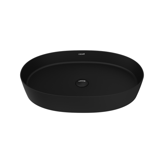 Creavit Loop Oval İnce Masaüstü Setüstü Çanak Lavabo Kömür Karası Ø60 cm LP160-00KK00E-0000