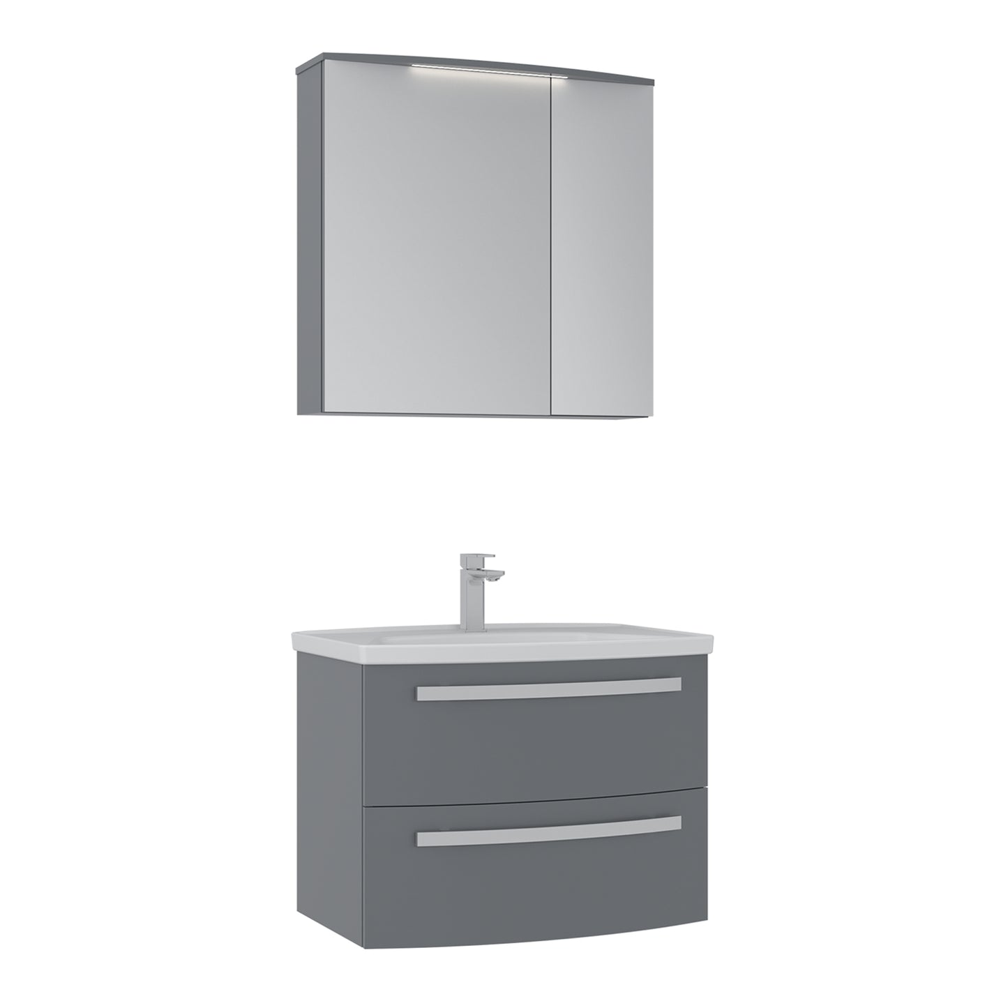 Orka Urla 70 cm Banyo Dolabı Takımı | Parlak Gri
