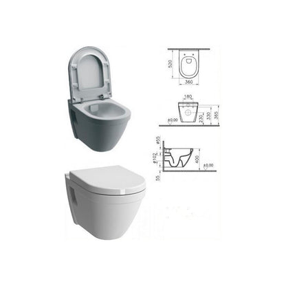 Vitra S50 Rimex Kanalsız Asma Klozet +Vitra Yavaş Kapanan Kapak (121-003-909) - Beyaz S50