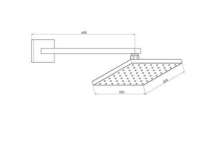 Ankastre Duş Başlığı (200X200) Krom Ads05 Gpd - Banyonline