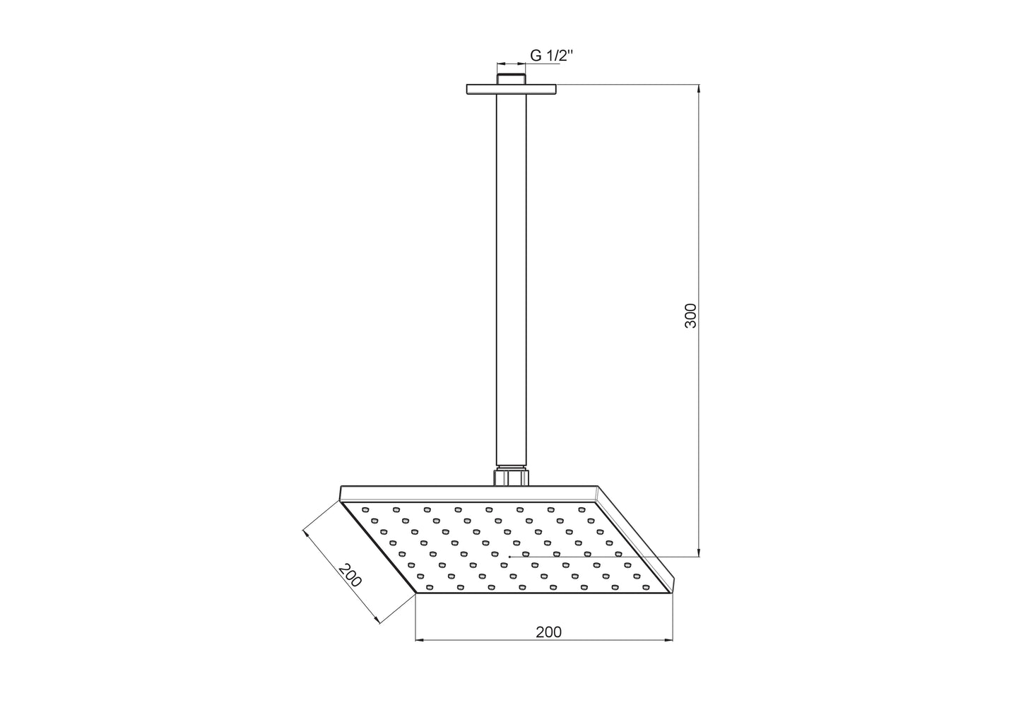 Ankastre Duş Başlığı (Tavandan 200X200) Krom Ads10 Gpd - Banyonline