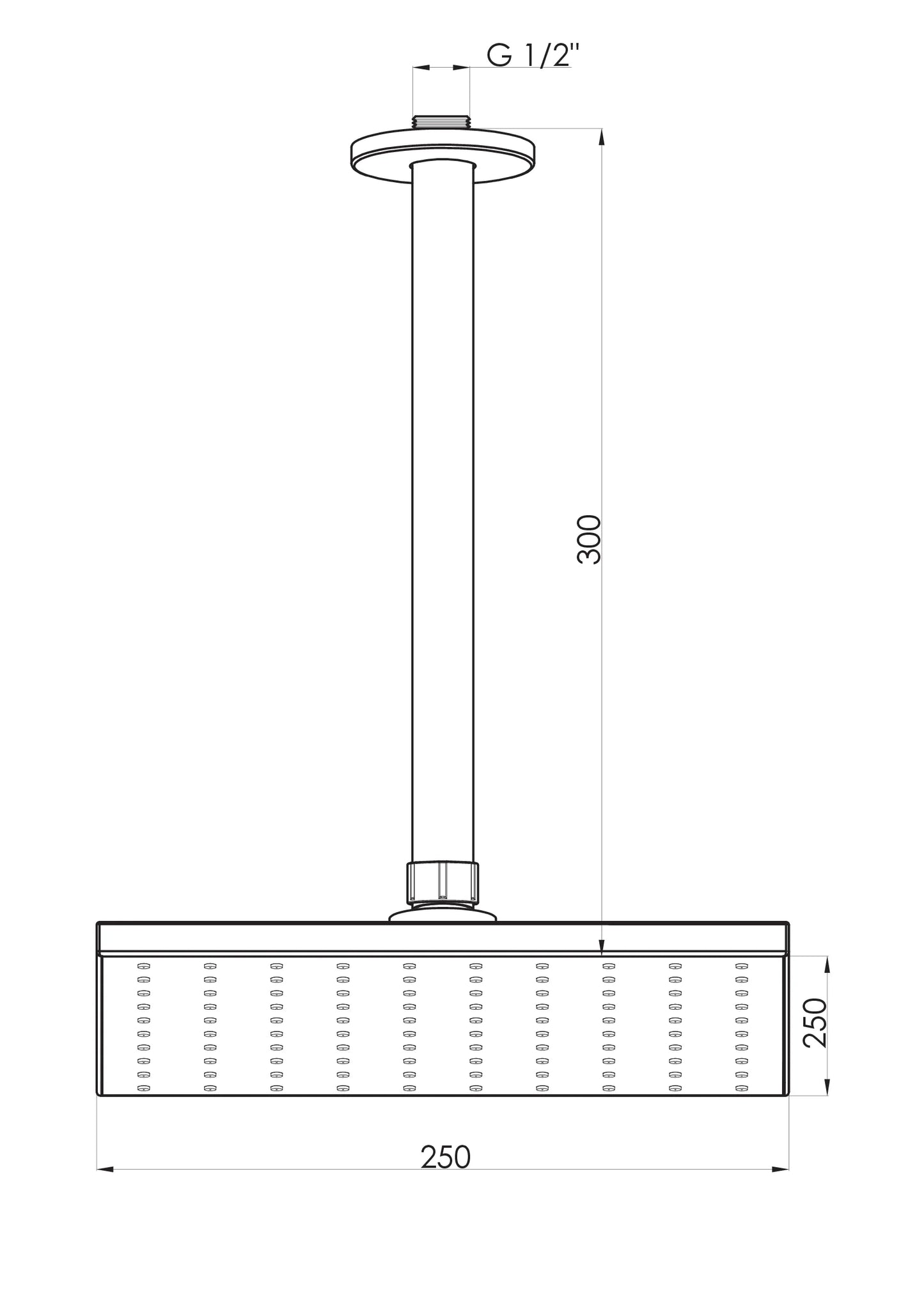 Ankastre Duş Başlığı (Tavandan 250X250) Krom Ads15 Gpd - Banyonline