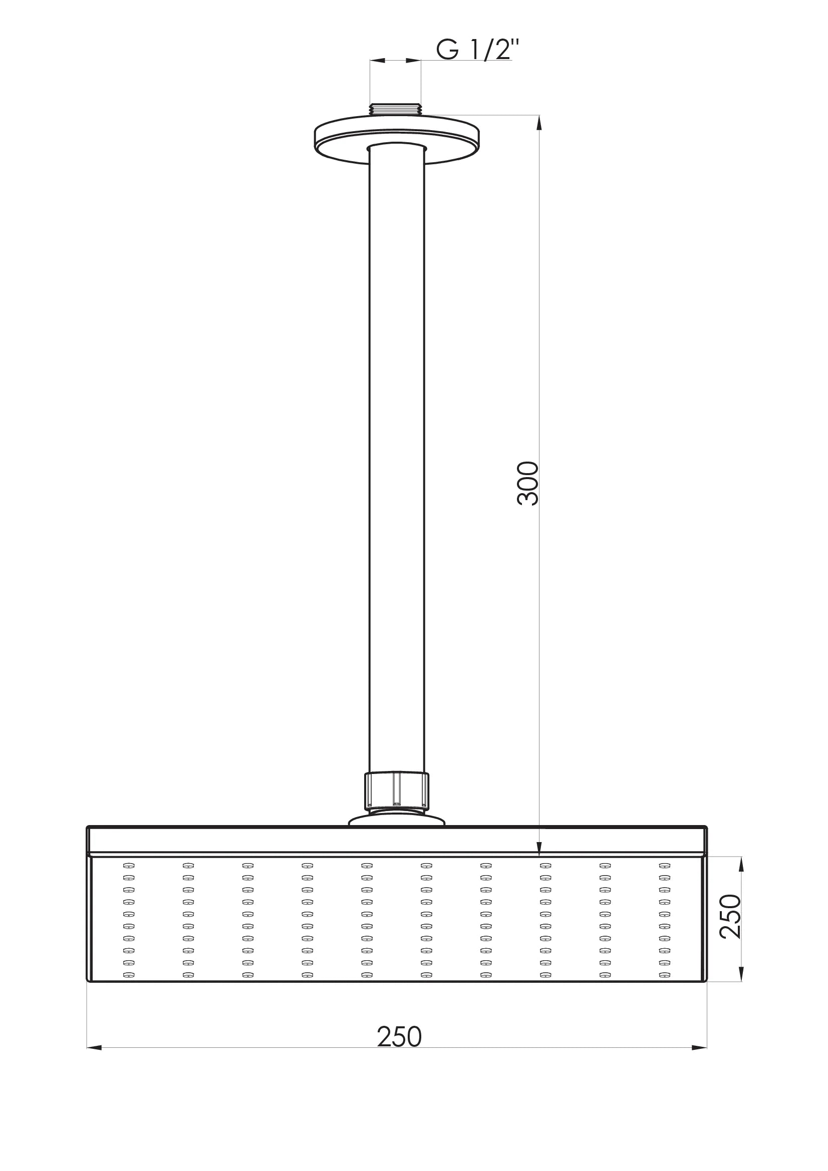 Ankastre Duş Başlığı (Tavandan 250X250) Krom Ads15 Gpd - Banyonline