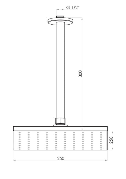 Ankastre Duş Başlığı (Tavandan 250X250) Krom Ads15 Gpd - Banyonline