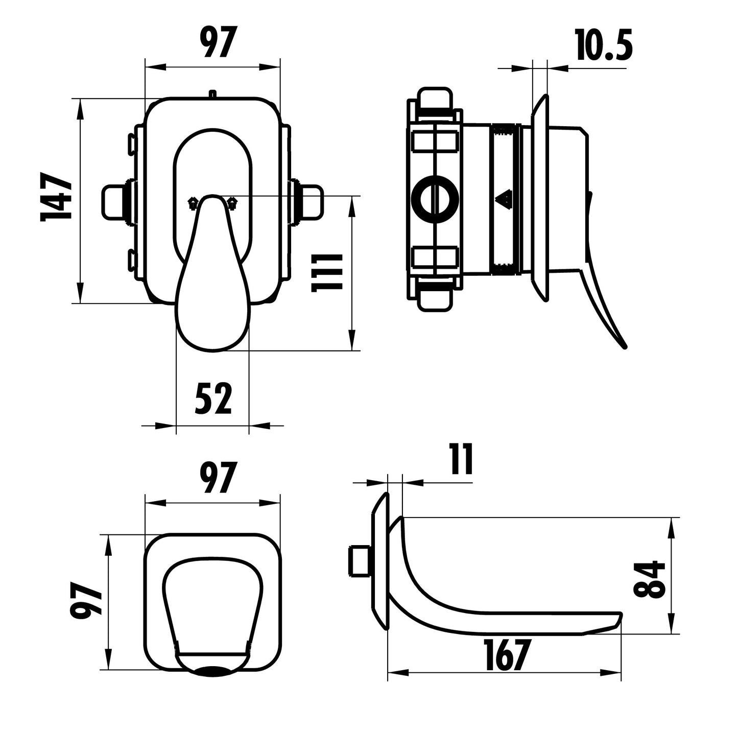 Creavit Foglia Ankastre Duş Armatürü Bataryası FG4501