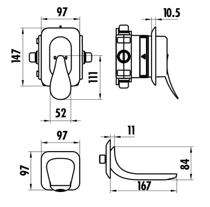 Creavit Foglia Ankastre Duş Armatürü Bataryası FG4501