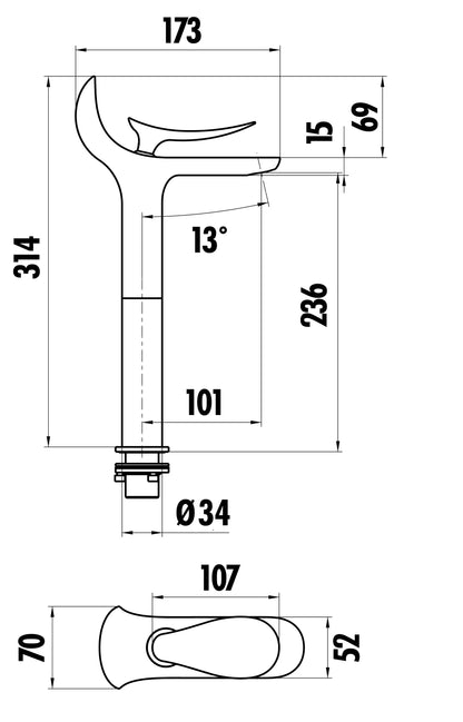 Creavit Foglia Uzun Lavabo Armatürü Bataryası FG6501