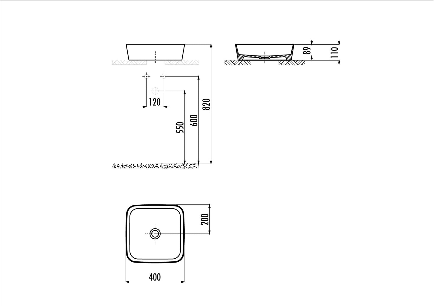 Creavit Loop Kare Çanak Lavabo Beyaz 40 cm LP040-00CB00E-0000