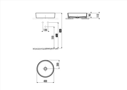 Creavit Loop Yuvarlak Çanak Lavabo Beyaz Ø40 cm LP140-00CB00E-0000