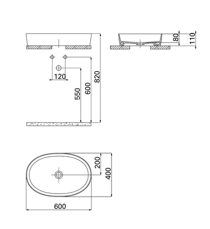 Creavit Loop Oval Çanak Lavabo Beyaz 40x60 cm LP160-00CB00E-0000