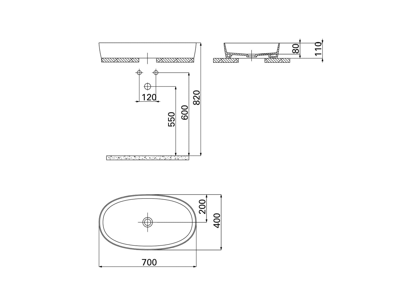 Creavit Loop Oval Çanak Lavabo Beyaz 40x70 cm LP170-00CB00E-0000