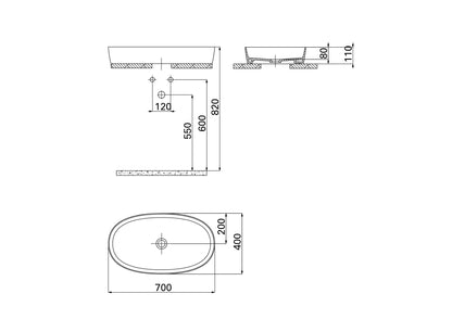 Creavit Loop Oval Çanak Lavabo Beyaz 40x70 cm LP170-00CB00E-0000