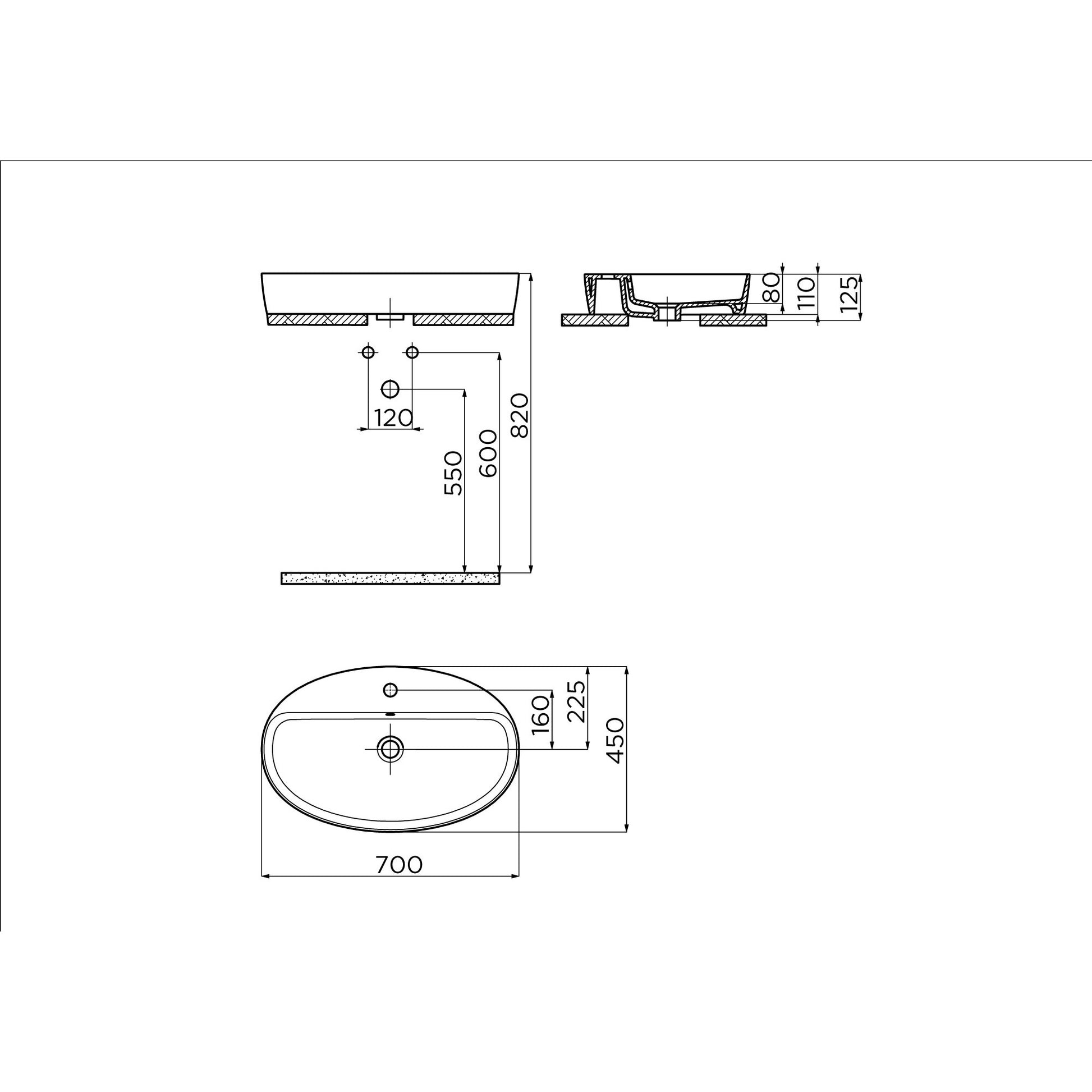 Creavit Loop Oval Çanak Lavabo Beyaz 40x70 cm LP171-00CB00E-0000