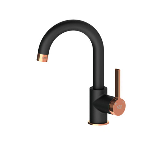 Gildo Tek Gövde Lavabo Bataryası Siyah-Rose Gold Mtl165-S-R Gpd