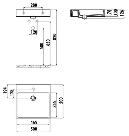 Creavit Next 50x50 cm Setüstü Düz Kare Lavabo NX255