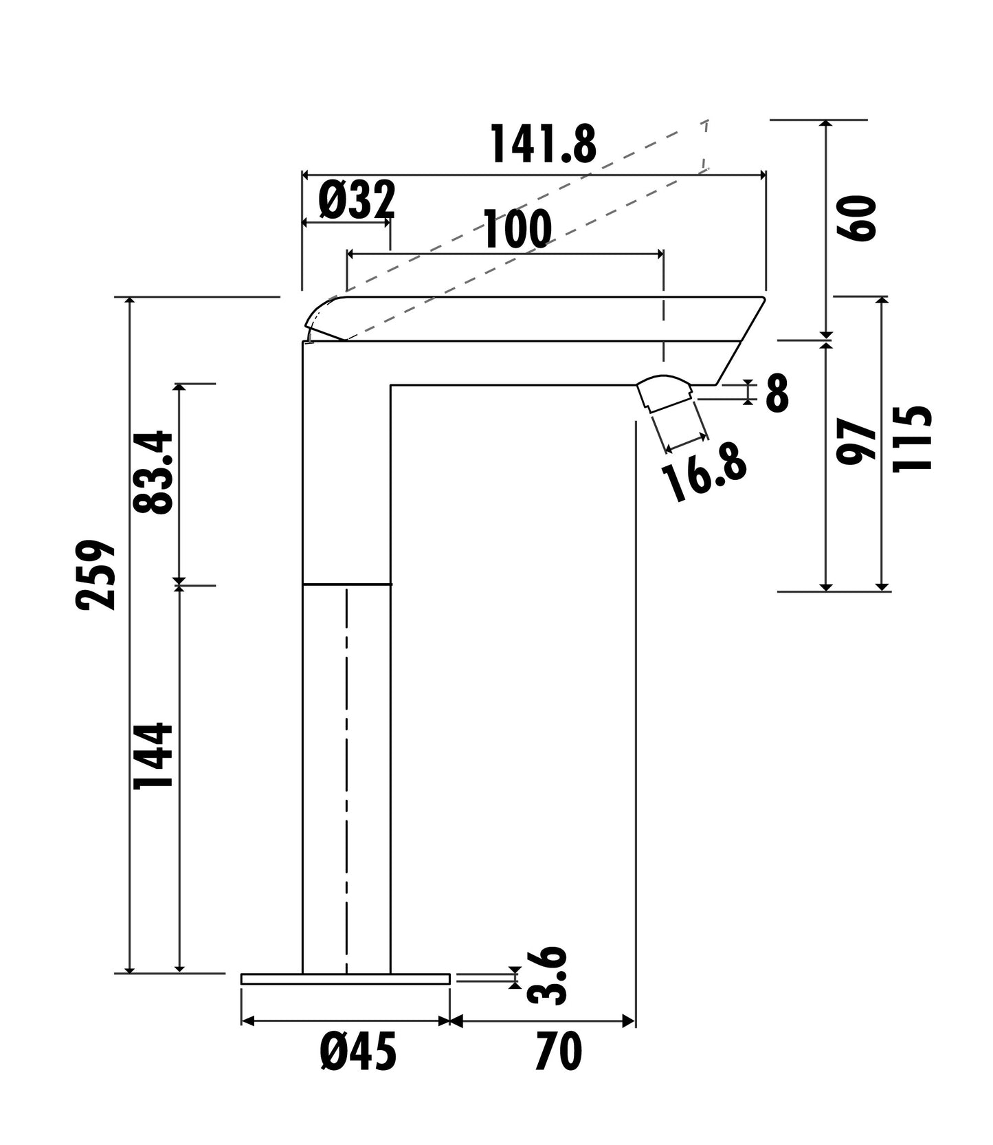 Creavit Smooth Uzun Setüstü Lavabo Armatürü Bataryası SM6500