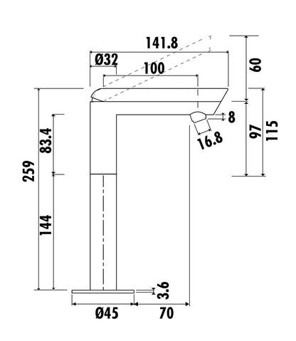 Creavit Smooth Uzun Setüstü Lavabo Armatürü Bataryası SM6500