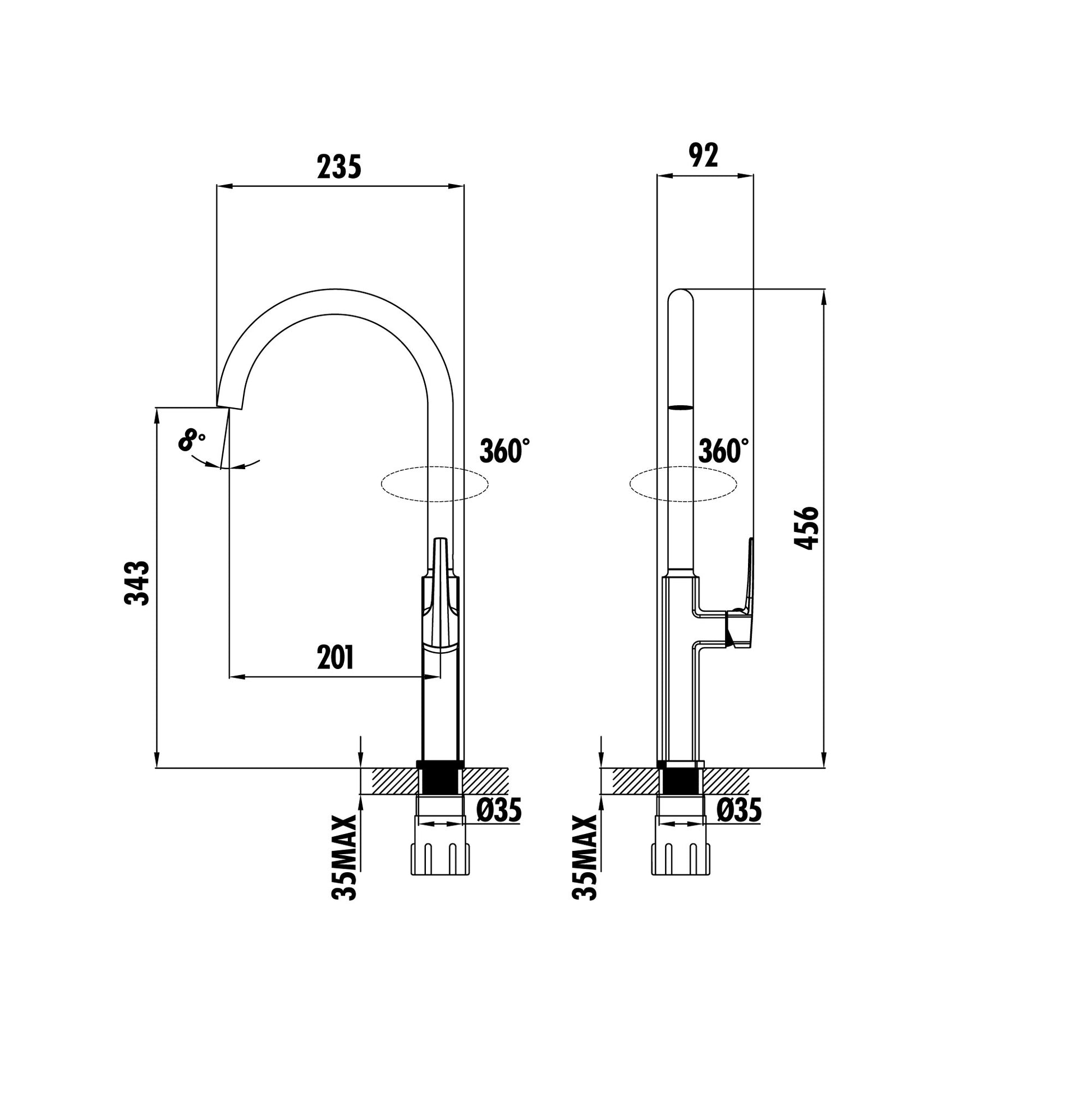 Creavit Slope Mutfak Armatürü Bataryası SP8502