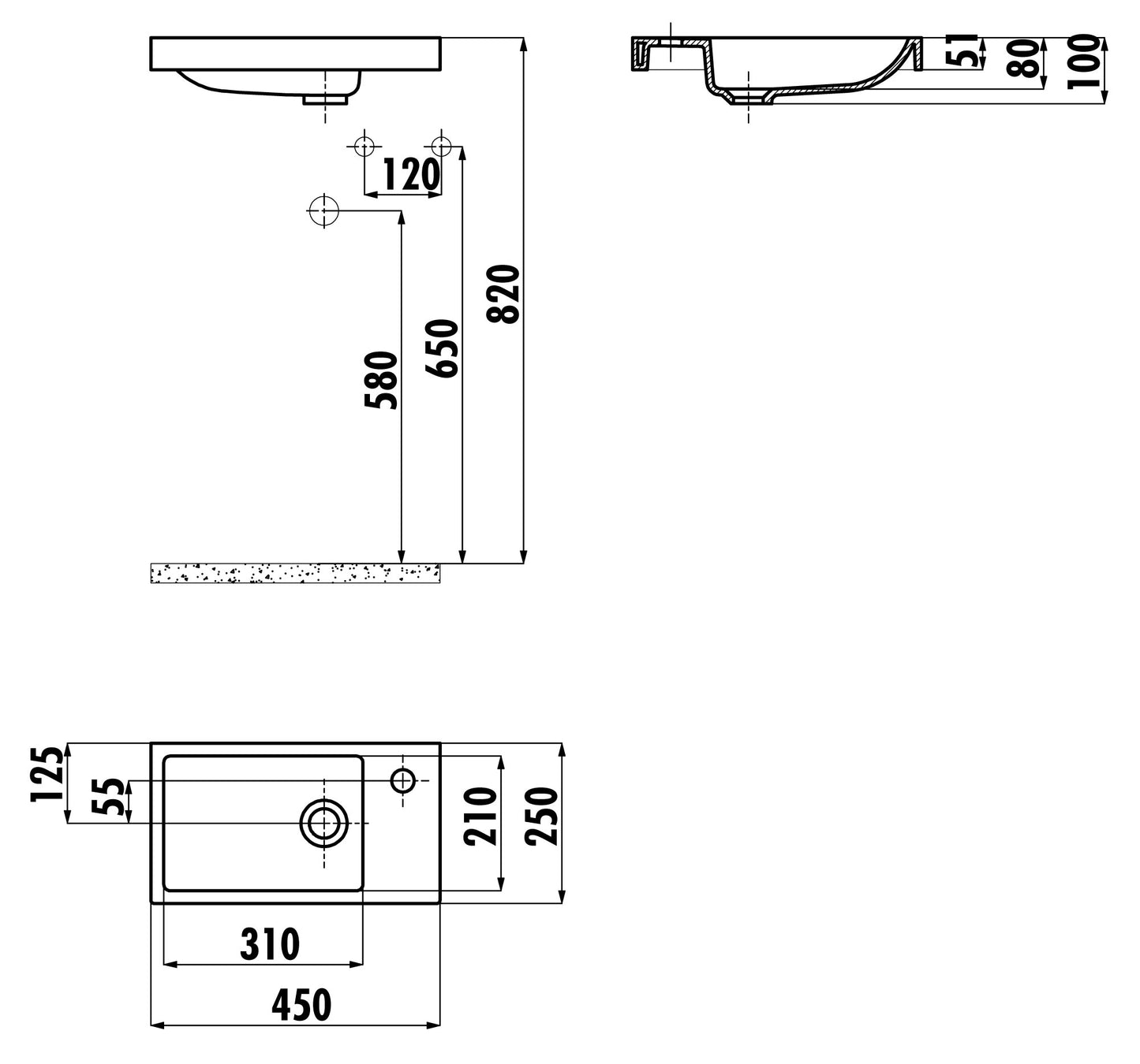 Creavit Elmas 25x45 cm Lavabo TP025