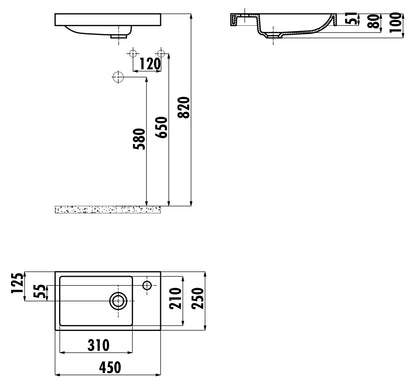 Creavit Elmas 25x45 cm Lavabo TP025