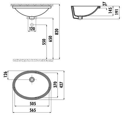 Creavit 37x51 cm Tezgahaltı Lavabo TP216