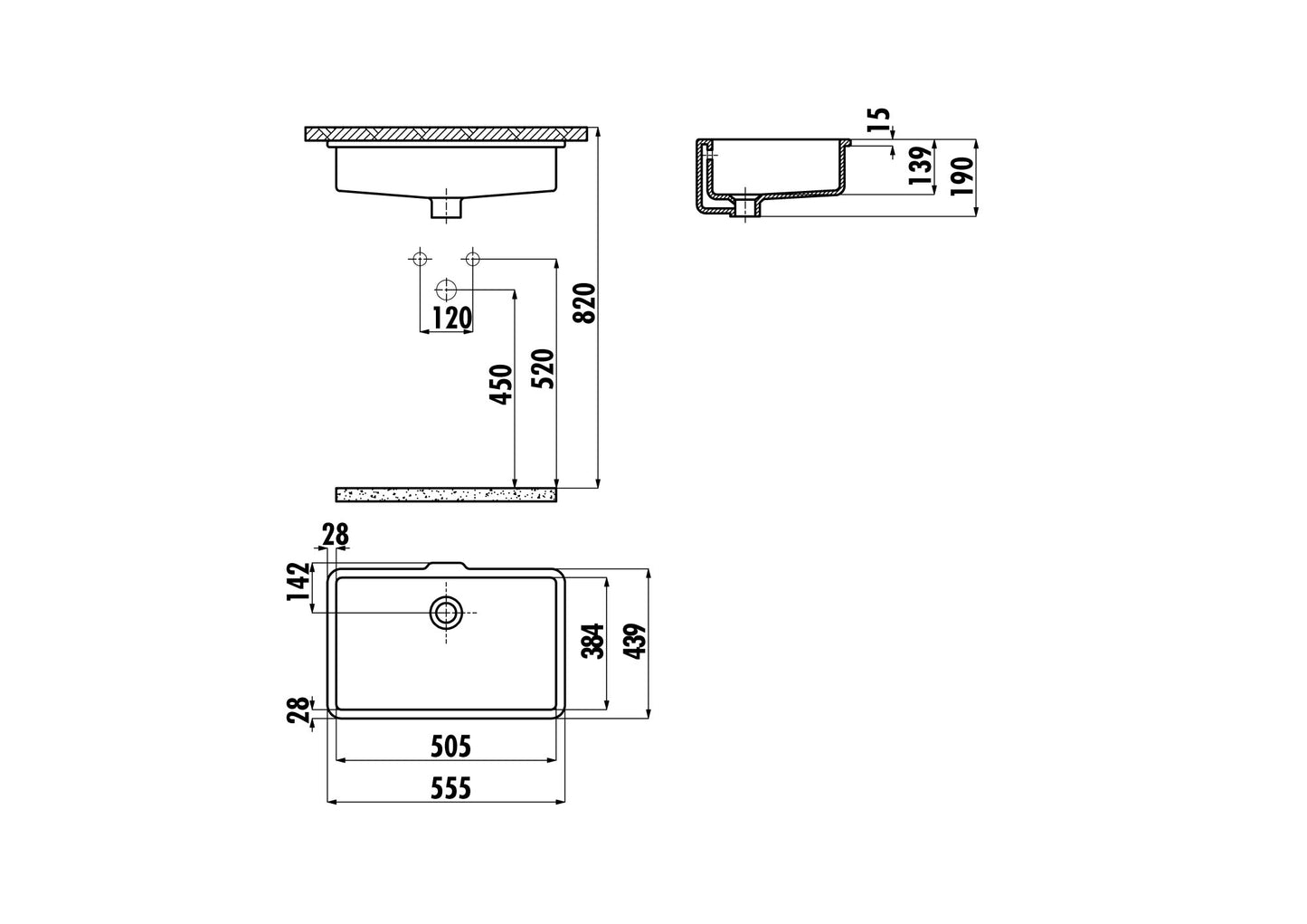 Creavit 38x51 cm Tezgahaltı Lavabo TP738