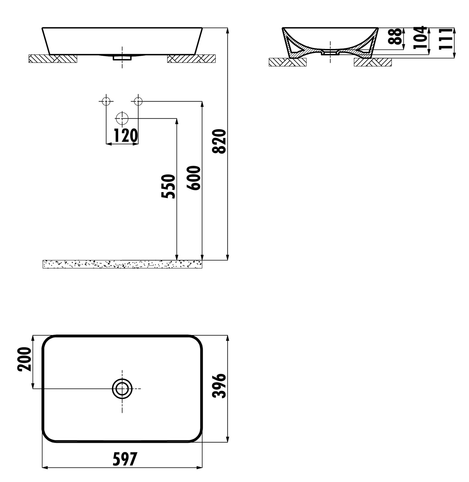 Creavit Ultra Dikdörtgen Çanak Lavabo 60 cm - Mat Cappucino UL060-00CM00E-0000