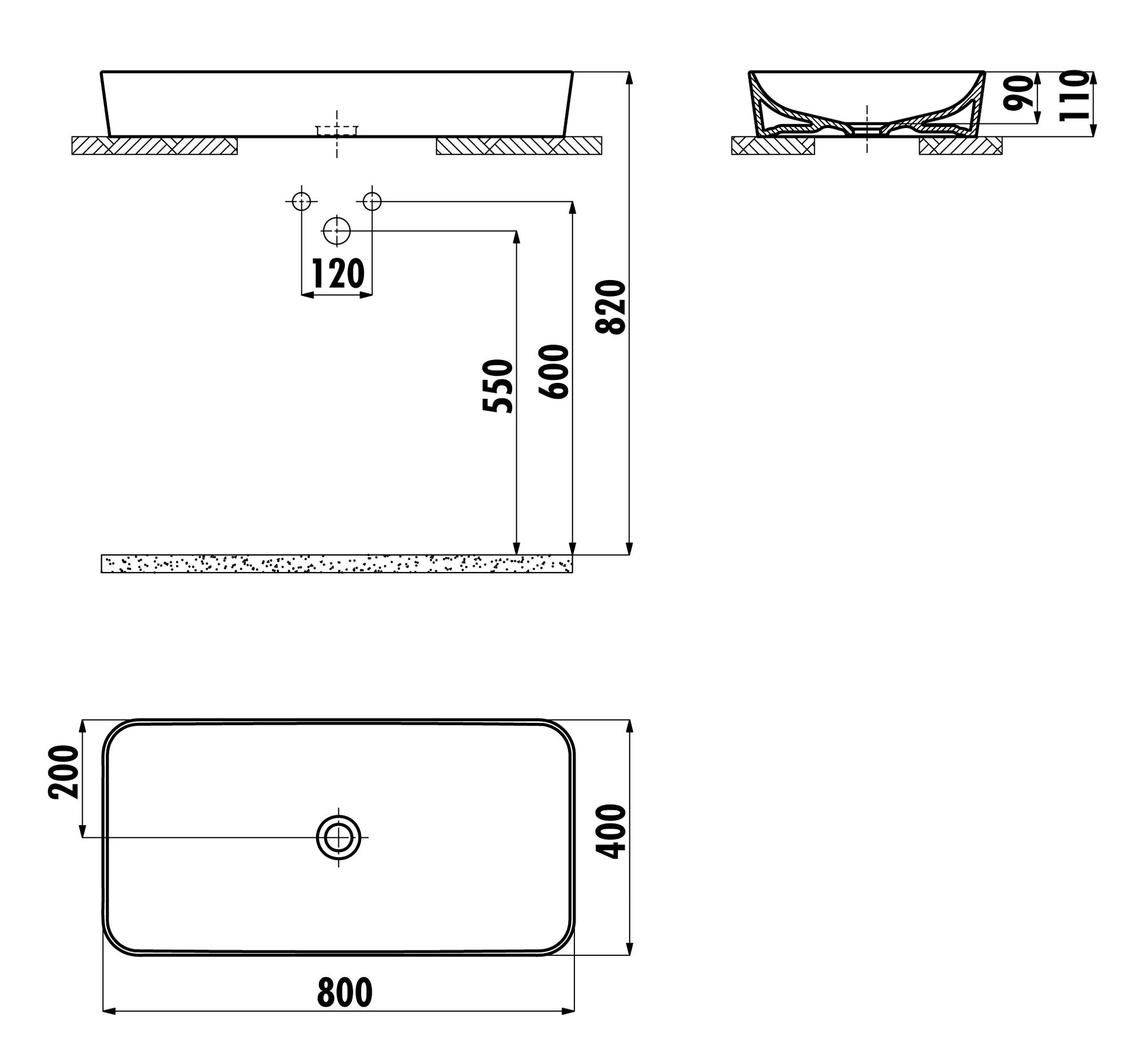 Creavit Ultra Dikdörtgen Çanak Lavabo Beyaz 80cm UL080-00CB00E-0000