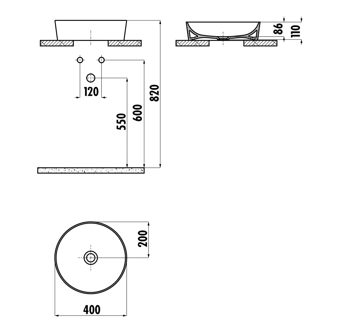 Creavit Ultra Yuvarlak Çanak Lavabo Beyaz Ø40 cm UL140-00CB00E-0000