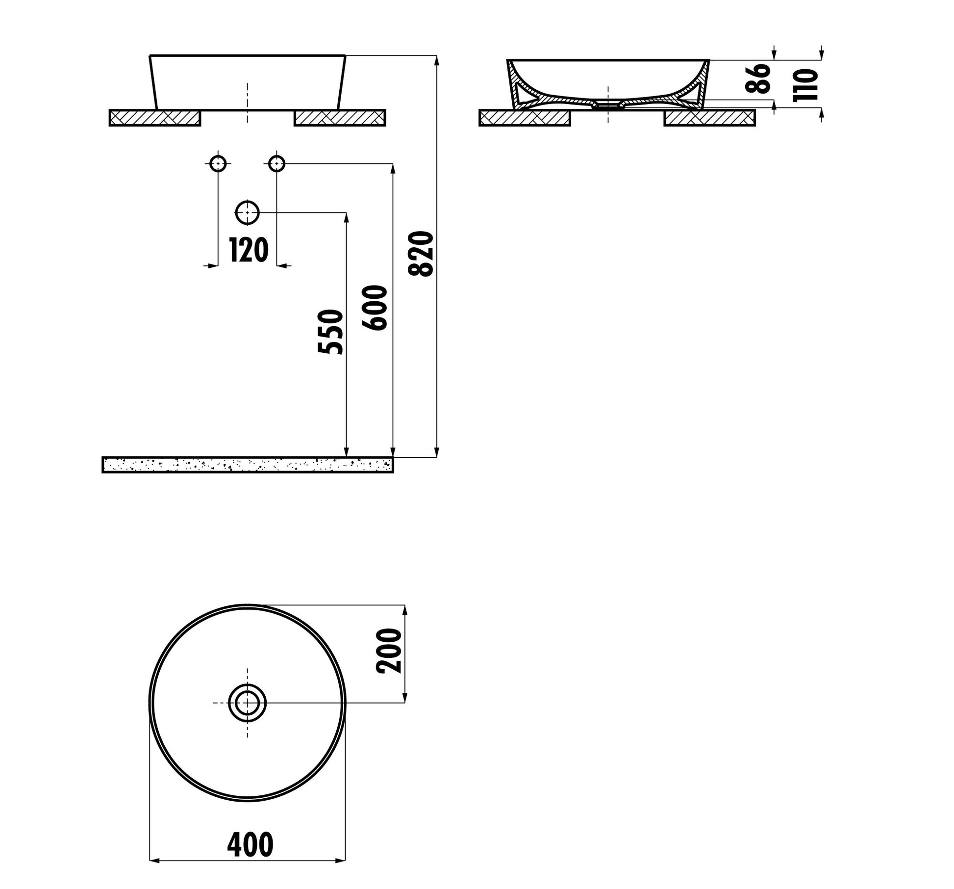 Creavit Ultra Yuvarlak Çanak Lavabo Beyaz Ø40 cm UL140-00CB00E-0000