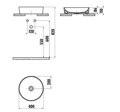 Creavit Ultra Yuvarlak Çanak Lavabo Beyaz Ø40 cm UL140-00CB00E-0000