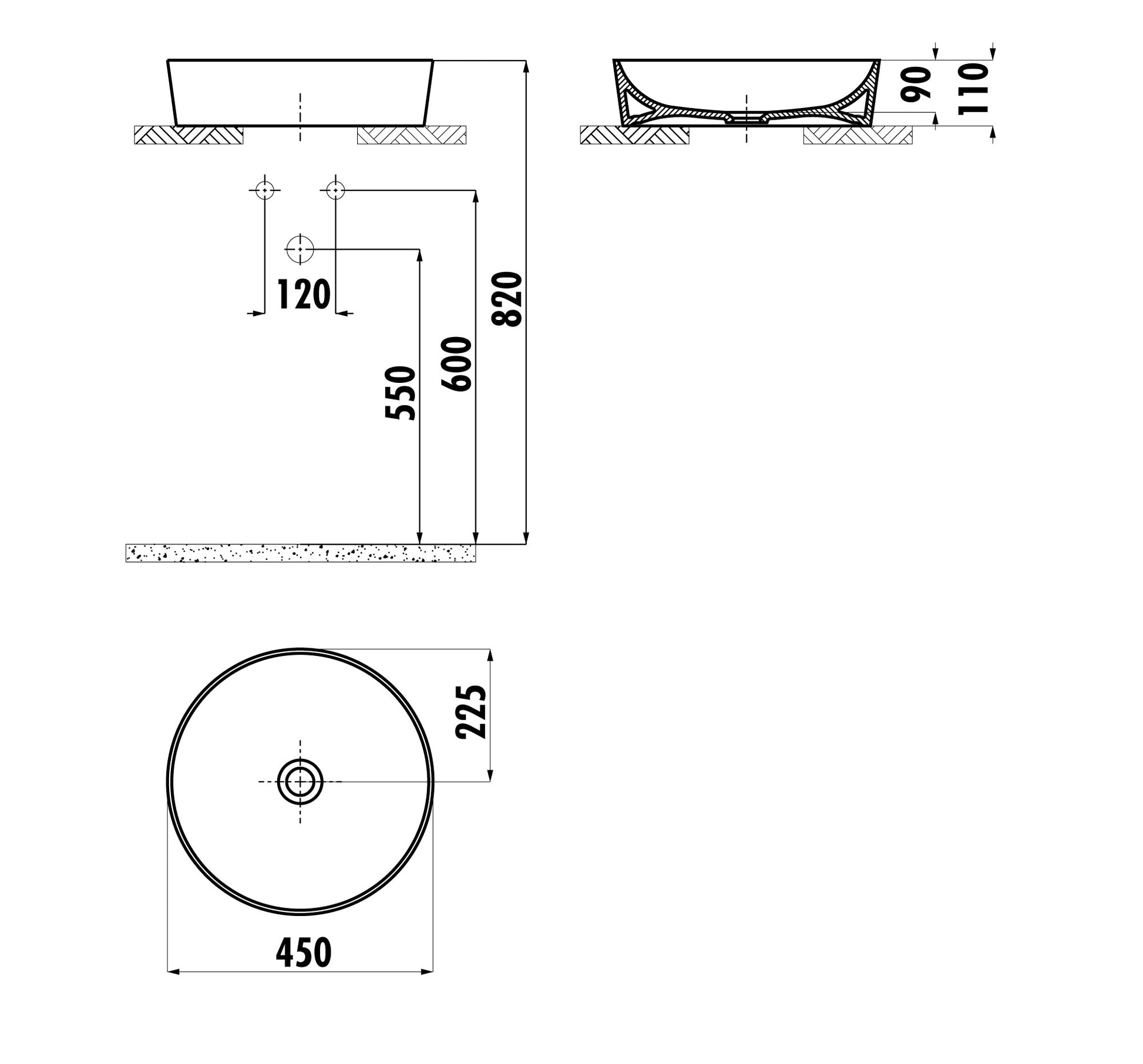 Creavit Ultra Yuvarlak Çanak Lavabo Beyaz Ø45 cm UL145-00CB00E-0000