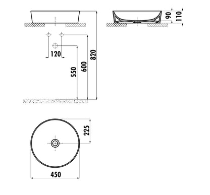 Creavit Ultra Yuvarlak Çanak Lavabo Beyaz Ø45 cm UL145-00CB00E-0000