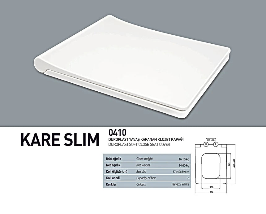 Nkp Kare Slim Duroplast Yavaş Kapanır Klozet Kapağı 0410