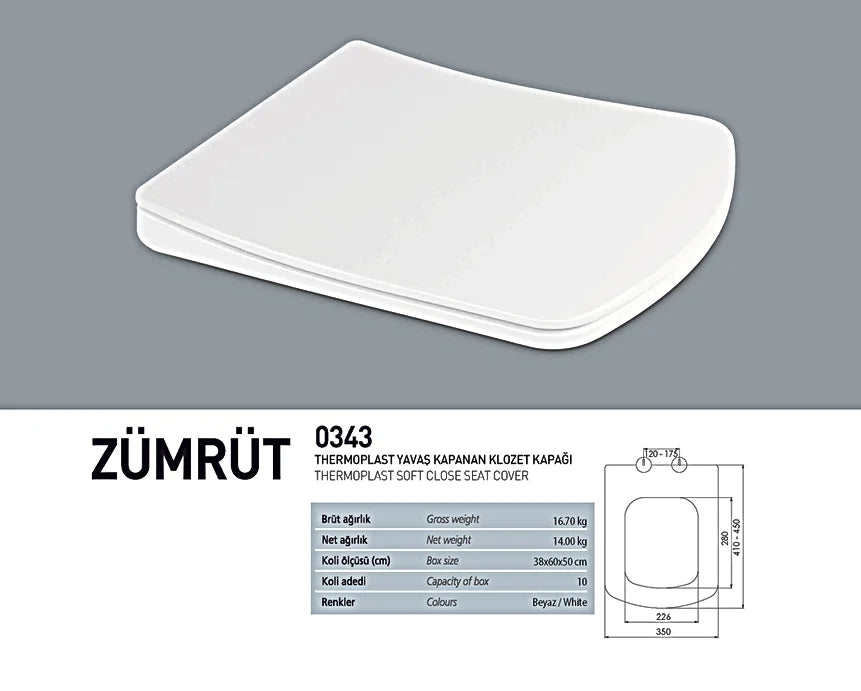 Nkp Zümrüt Thermoplast Yavaş Kapanır Klozet Kapağı 0343